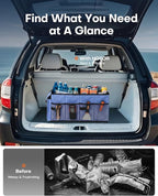 HOTOR Trunk Organizer for Car - Car Organizer, Foldable Trunk organizer for SUVs & Sedans, Sturdy Organization for Car Accessories, Tools, Sundries, Blue, 2 Compartments, 23.6"×14.2"×10.6"