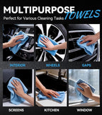 10-Pack (16"x16") 420GSM Premium Edgeless Microfiber Towels for Cars, Ultra-Soft Absorbent, Scratch-Free, Lint-Free, Professional Detailing Cloth for Home Cleaning, Trucks and More, Sky Blue