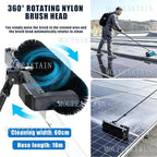 Electric Solar Panel Cleaning Brush with Pole - 350rpm Motor, 23.6" Brush Head, Dry/Wet Cleaning Modes - Water Fed Pole System for Solar Panels, Fleet Vehicles & Exterior Walls 5.5m
