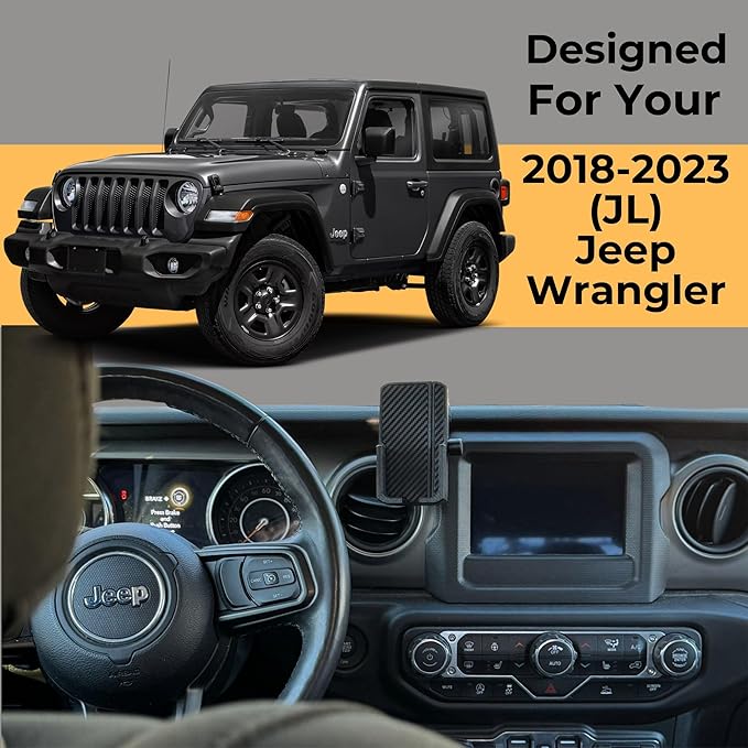 Phone Holder for Jeep Wrangler-JL- (2018-2023) JL JLU Gladiator JT Cradle Mount and Magsafe Compatible (Cradle Phone Holder)