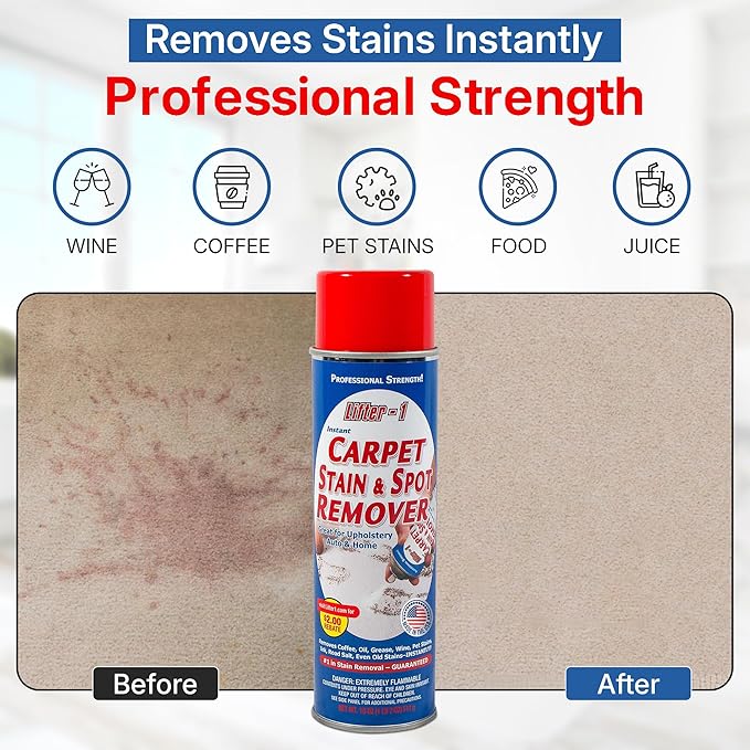 Carpet Spot Remover, Stain and Red wine Remover and Spot Treatment for Oil, Grease, Urine, Cleaning Performance for Rugs, Upholstery, Fabrics Pack of 6