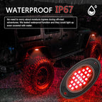 4 PCS LED Rock Lights, Super Bright Neon Underglow Lights, Waterproof Ambient Underglow Light Kit, Universal Undercar Neon Light Kit for Pickup Off Road RZR SUV ATV UTV Car (Red)