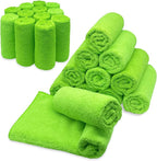 Blue Horizon Microfiber Cleaning Towels, Pack of 24, Ultra Soft Plush Washcloth, All Purpose Premium Microfiber Detailing Cleaning Cloths Reusable Shop Towels (16" x 16", Green)