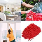 M METERXITY Microfiber Chenille Wash Mitt - Double Side Reusable Gloves for Cleaning Scratch-Free, Apply to Car Cleaning, Kitchen