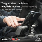 Mob Armor MobNetic Maxx MS - Customized MagSafe Compatible Magnetic Phone Holder for Car, Personalized Phone Mount Made w/Heavy Duty Aluminum Metal, Works w/iPhones & Androids - Black