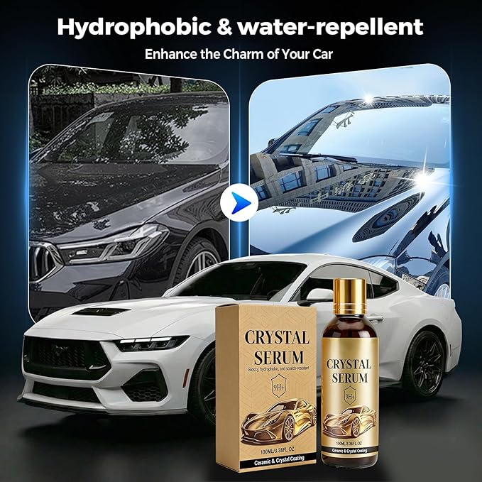 Crystal Serum, Crystal Serum Ceramic Coating, Quick Effect Coating Agent for Car, Advanced Graphene Ceramic Coating for Cars, 9H Graphene Coating for Auto Car Detailing, Paint, Glass & Wheel (200ML)