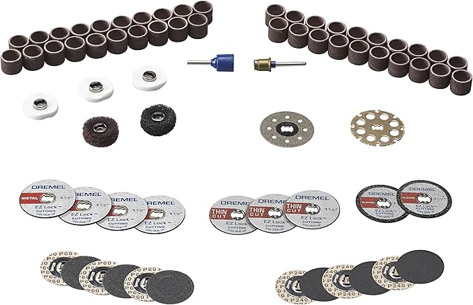 Dremel EZ725 70-Piece All-Purpose Rotary Tool Accessory Set With Storage Kit - EZ-Lock And EZ Drum For Faster Accessory Changes - Perfect for Cutting, Polishing, Cleaning, And Sanding