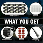 YONEDA 12 Pods White Rock Lights 6000K Pure White LED Underglow Lights IP68 Waterproof for Trucks SUV UTV ATV RZR Car Boats Motorcycle with 32.8ft Extension Wire