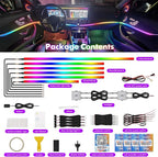Dreamcolor Acrylic Car Ambient Lighting Kit 14 in 1 LED Interior Car Strip Lights APP Control Zoned Control System 252 Color Modes DIY Neon Wireless Sound Activated RGB Neon Light Kits New Version