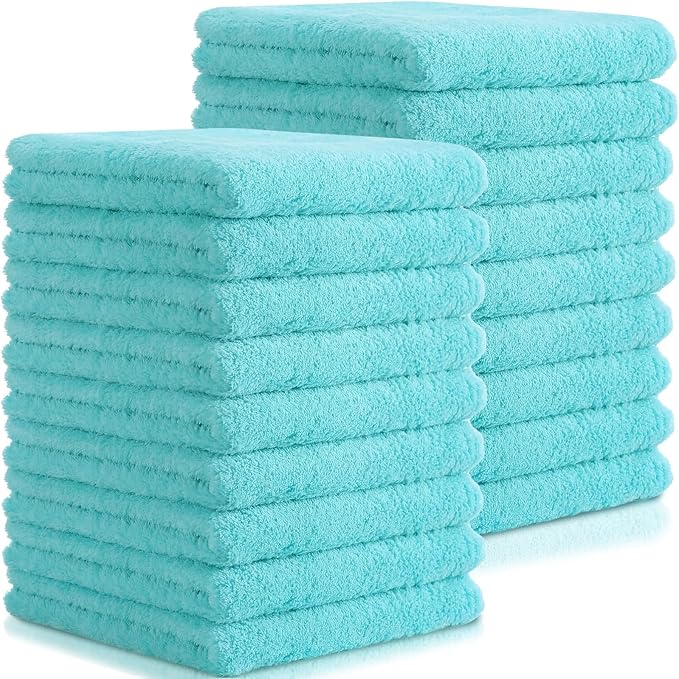 Tallew 15 Pcs Car Microfiber Towels Buffing Drying Wash Cleaning Cloths Plush Large Towels Thick Care Polishing Detailing Waxing Scratch Proof Towel, 15.75 x 15.75 Inch (Light Blue)