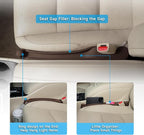 Givifive Car Seat Gap Filler Set of 2, 3IN1 Seat Side Gap Filler Plug with Storage Slot & Hook Function, Soft Foam Universal Fit Car SUV Truck Fill Gap Between Seats Console Organizer（Standard Brown）
