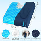 TranquilMoments U-Shaped Gel Memory Foam Seat Cushion, Wheelchair Cushion with Cooling Gel, Ergonomic Coccyx Cushion for Office Chair & Car,Relieve Tailbone Pain, Sciatica, Back Pain, Non-Slip Bottom