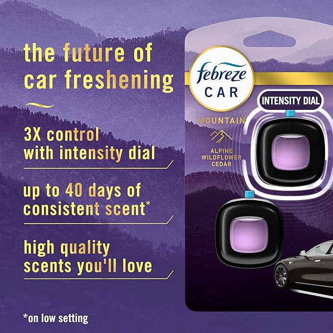 Febreze Car Mountain Scent Air Freshener Vent Clip, .07 oz, 2 Count
