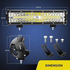Nilight 12Inch 300W Triple Row Flood Spot Combo 30000LM Driving Boat Led Off Road Lights 16AWG Wiring Harness Kit-One Lead for Truck,2 Years Warranty