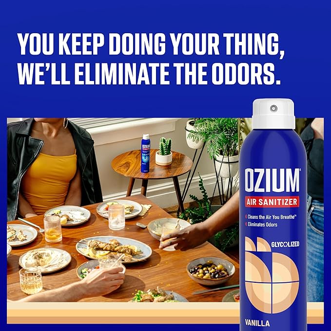 Ozium 8 Oz. Air Sanitizer & Odor Eliminator for Homes, Cars, Offices and More, Vanilla Scent, Pack of 1