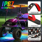 6PCS Golf Cart Underglow LED Light Kit, 28 Modes Full-Body Neon Glow, 12-85V, Music Sync, Wireless Remote, Waterproof Strips, Fits EZGO, Club Car, Yamaha Golf Carts, 6 Pack
