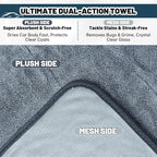 Car Drying Towel Microfiber Cleaning Cloth - 24" x 36" Large Twisted Loop 600GSM - Super Absorbent Auto Detailing Towel for Cars Truck SUV Window - Streak Free & Lint Free Washing Accessories