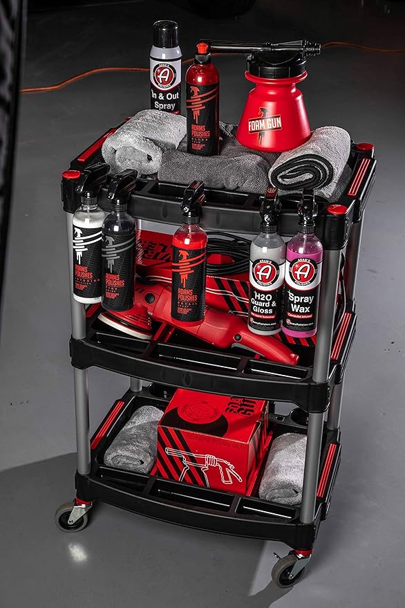 Adam's Polishes Standard Detailing Cart, Custom Mobile Rolling Utility Detailing Tool Cart Organizer for Garage DIY Home Projects, Extra Storage for Mechanics & Detailers During Repairs Car Wash/Wax
