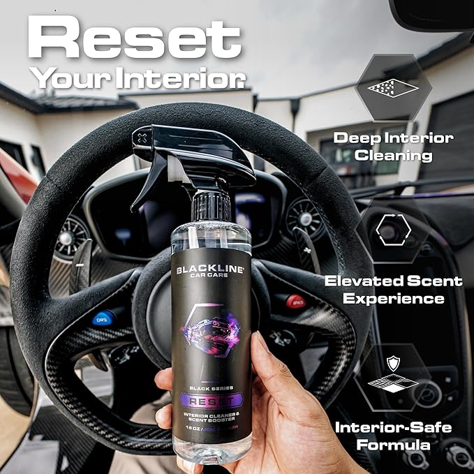 Blackline Luxury Scented Interior Cleaner Reset Deep Cleans & Deodorizes All Surfaces, pH-Neutral High-Foam Formula, Long-Lasting Premium Fragrance for Car - Oasis Scented