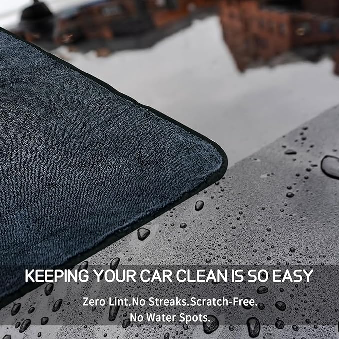 Pesonlook 3 Pack Microfiber Car Drying Towels, 36x24 Inch Extra Large Car Wash Towels, 500 GSM Ultra Absorbent,No Streak, Scratch or Water Spot Towel for Cars&Trucks(Gray)