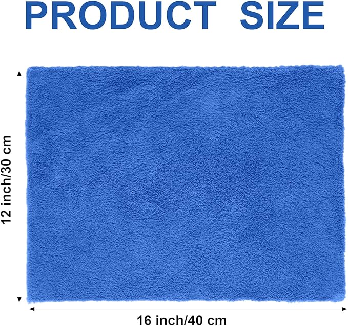 Shimeyao 30 Pcs 12 x 16 Inch Edgeless Microfiber Plush Towels for Cars Detailing Drying Wash Polishing Absorbent Cleaning Cloths, 500 GSM (Dark Blue)