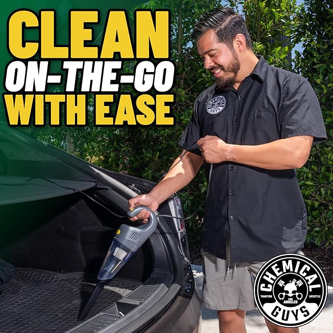 Chemical Guys EQP410 DetailVac Handheld Portable Car Vacuum, 110w 8.8amp Electric Motor, (Great for Cars, Trucks, SUVs, Motorcycles, RVs, Home, Pets, Kids, Office, and On The Go) Gray