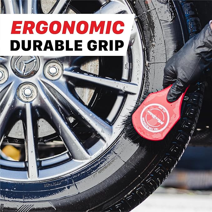 Maxshine Universal Cleaning Brushes (3-Piece Set) – Heavy-Duty, Medium-Duty, Soft Bristles – Removes Dirt & Stains – Wheels, Tires, & Exterior Surfaces – Carpets, Upholstery & Interior Surfaces