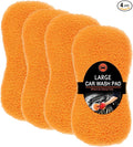 Tanlade 4 Pcs 2 Pack Large Microfiber Car Wash Sponge for Cleaning, Non Scratch Microfiber Sponges for Car Washing Supplies, Trucks and Motorcycles (Orange)