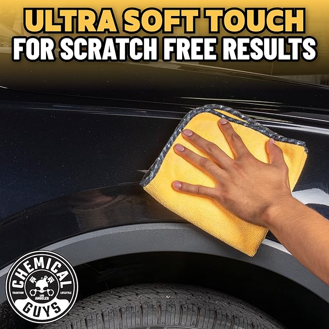 Chemical Guys SPI10816 Heavy Duty Water Spot Remover, 16 fl. ozwith Chemical Guys MIC_506_03 Professional Grade Premium Microfiber Towels, Gold 16" x 16", Pack of 3