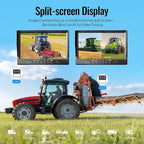 10.1" 2-Wired Backup Camera System, DVR Dual Screen Rear View Camera, IP69 Waterproof IR Night Vision, 20G Vibration-Proof for Trailer/Tractor/Truck/Combine/Skid Steer/Heavy Equipment/UTV, Y3