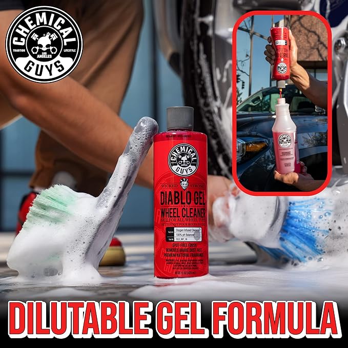Chemical Guys CLD_997 Diablo Gel Concentrated Sprayable Wheel, Tire & Rim Cleaner, 1 Gal. with 16 oz. Spray Bottle (2 Item Bundle)