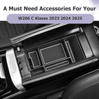 LUWU Center Console Organizer Compatible with 2022-2026 Benz C-Class C300/C300 4Matic/AMG C43/AMG C63 SE Performance W206 Accessories Armrest Console Storage Box Insert Tray ABS Material White