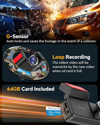 4K Dual Dash Cam Front and Rear, 4K+2K Dashcam with 5GHz WiFi & APP Control, Dash Camera for Cars with 64GB Card, 24H Parking Monitor, Night Vision, Loop Recording, G-Sensor, WDR, 3.2" IPS Screen