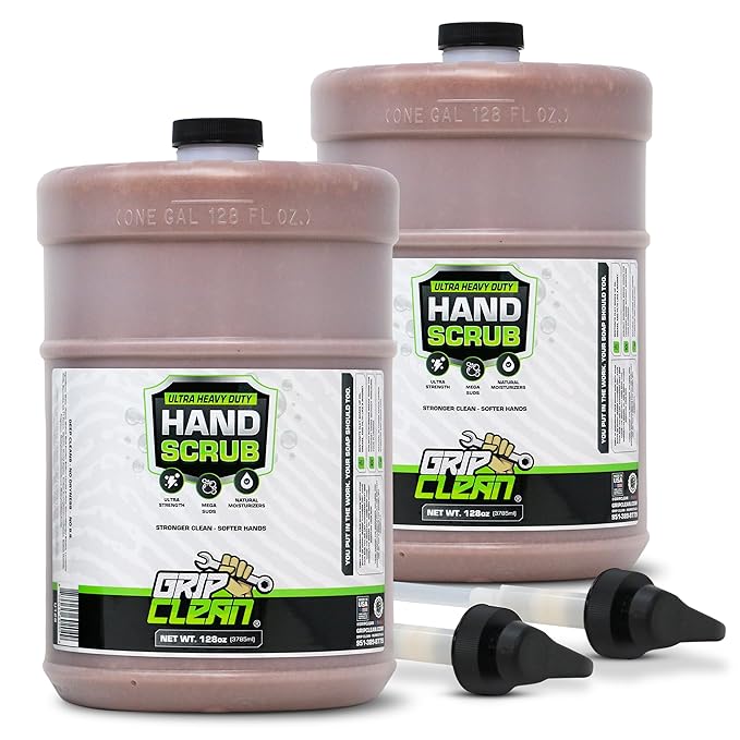 Grip Clean Ultra Heavy Duty Hand Cleaner for Mechanics – Walnut Shell & Clay-Infused Technology Removes Grease, Oil & Paint – Pro-Grade Industrial Hand Soap with Cherry Scent - 2 Gallon (Pack of 1)