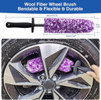 4 Pack Wheel Tire Cleaning Brush Kit Cars Motorcycles RVs Trucks Rim Hub Ultra Soft Microfiber No Spatter 360 Bendable Synthetic Woolies Wash Vehicles Bristle Set