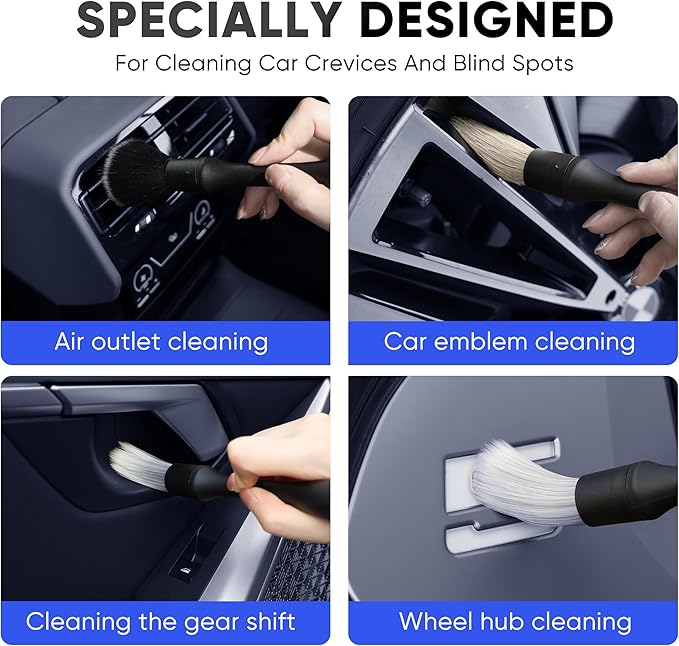 5-12ft Car Wash Kit,8 Piece,Thickened Aluminum Telescopic Rod,Cleaning Brush,Tire Brush,180 ° Chenille Mop,Fiber Towel,Storage Bag,2-Piece Detail Brush,Car,RV,Truck Clean Kit