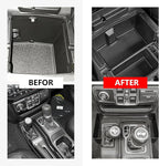 4PCS Center Console Organizer Storage Box for 2024 2025 Jeep Wrangler JL JLU 4XE and Gladiator JT, Gear Shift Console Tray Organizer, Hanging Armrest Storage Box, Co-Pilot Organizer
