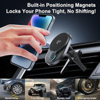 HURMAI for Qi2 15W MagSafe Car Mount Charger,Dash & Vent Wireless Cars Mount Charger Phone Holder Mounts for iPhone Air/17/16/15/14/13/12, Galaxy S25, Fast Charging for Magnetic iPhone Car Accessories