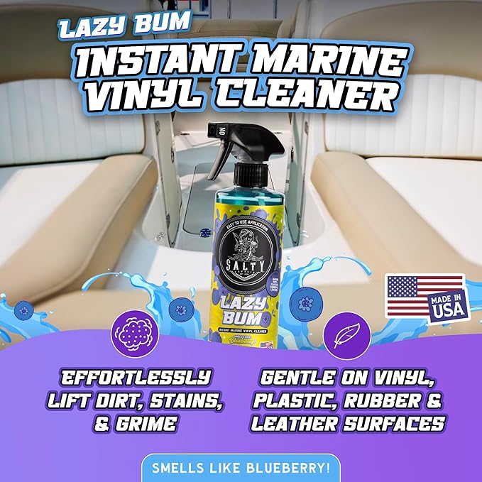Salty Captain Sweet Seats Kit - Boat Upholstery Cleaner and Protectant Kit with Boat Seat Cleaner Spray & UV Marine Vinyl Protectant | RV, Car & Auto Vinyl Care | Boat Cleaning Supplies & Accessories