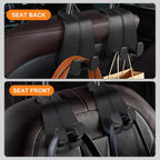 CoBak Extra Wide Car Seat Back Hooks, Premium Stitched Leather Headrest Hangers with Wide Slot Structure, Universal for Any-Width Purses, Handbags, Bags (2 Pack), Black