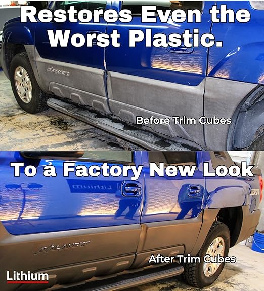 Lithium Plastic Trim Restoration Kit - Ceramic Graphene Infused Trim Cubes - Restores Even The Most Damaged Car Plastic Trim to Factory New Look - Last for 250 Washes Guaranteed