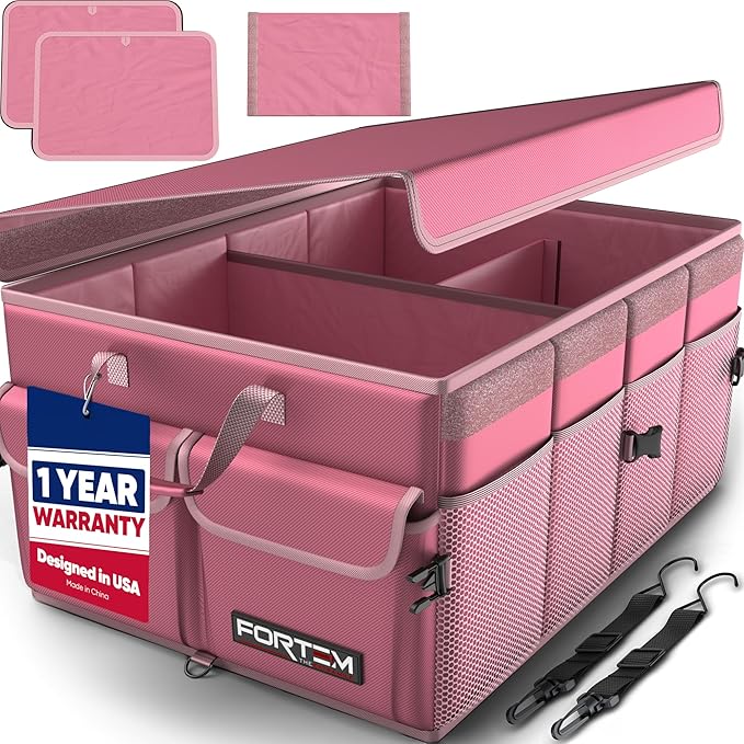 FORTEM Trunk Organizer For SUV Car Trunk Organizer, Foldable Storage, Car Accessories for Women Men, Collapsible Bag, Perfect Christmas Gifts, 600D Oxford, Non Slip Bottom, Straps, Soft Cover (65L)