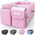 HOTOR Trunk Organizer for Car - Car Organizer, Foldable Trunk organizer for SUVs & Sedans, Sturdy Organization for Car Accessories, Tools, Sundries, Pink, 2 Compartments, 23.6"×14.2"×10.6"