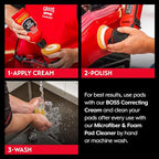 Griot's Garage Orange Foam Correcting Pads for Car Polishing and Detailing, Removes Light to Moderate Paint Defects, Durable, Machine-Washable, 11241, 3", Set of 3