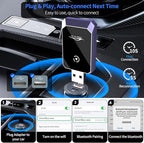Wireless CarPlay Adapter for iPhone, Convert Wired to Wireless CarPlay, Mini CarPlay Wireless Adapter for iPhone 6+ and Cars from 2016, Plug and Play, Supports Voice Commands Via Siri
