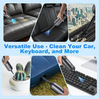 Cordless Handheld Vacuum for Car & Home - 16000pa Powerful Suction, Rechargeable, Lightweight, with Storage Bag, Ideal for Pet Hair/Car Detailing/Sofa （Grey）
