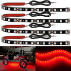 YM E-Bright 4Pcs Led Strip Lights for Car, 12inch Waterproof IP68 Car Underglow Strip Lights Decoration 18SMD 12V Led Interior Exterior Lights Strip for Cars Motorcycles Truck Golf Cart Boat - Red
