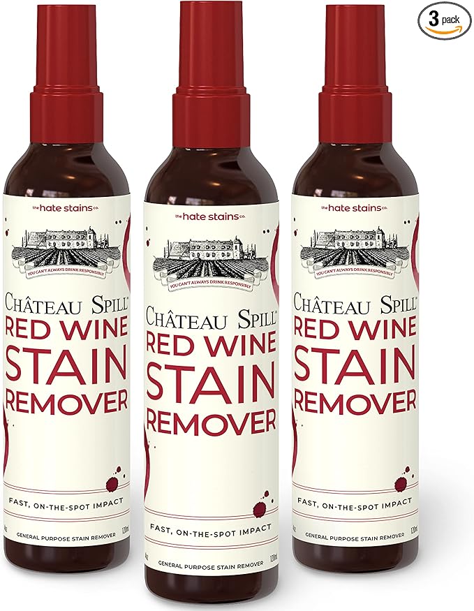 Chateau Spill Wine Stain Remover Spray - Laundry Stain Remover Spray - EPA Safer Choice Certified Carpet Cleaner - 4 Fl Oz (Pack of 3)