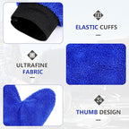 Teenyyou 6 Pcs Microfiber Dusting Mitt Car Wash Mitts Cleaning Glove with Thumb Reusable Terry Dusting Gloves with Elastic Wrist Cuff for Car Wheel Plants House Kitchen(Blue, Grey,8.85 x 7.08 Inch)