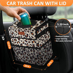 Vankor 3 Gallons Cute Car Trash Can, Car Accessories for Interior Leak Proof Can Trash Bag Hanging Waterproof Automotive Vehicle Garbage Cans Leopard Print Pattern